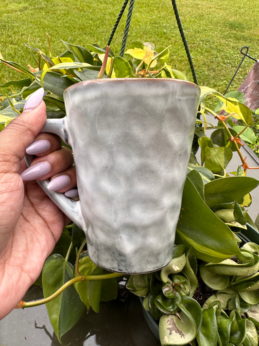 Gray Ribbed Mug